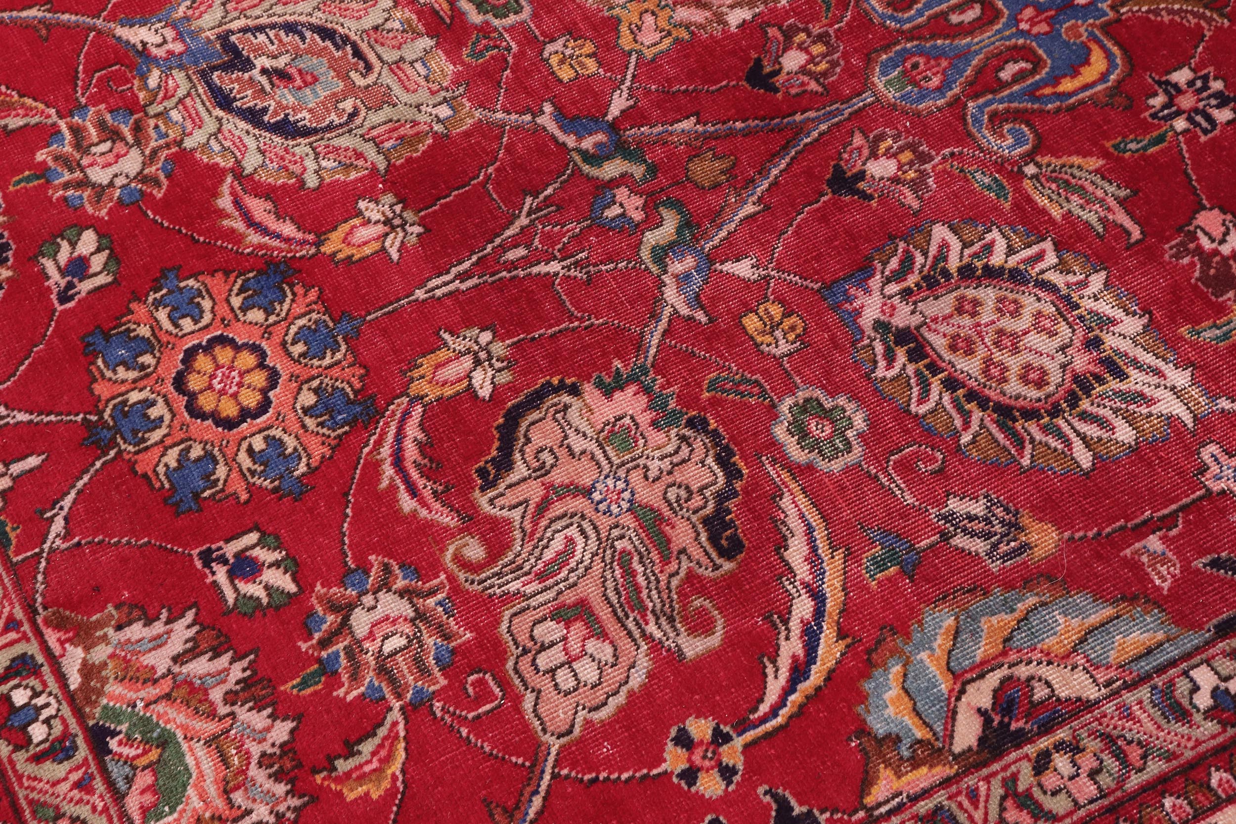 handmade Vintage Antique Red Beige Hand Knotted RECTANGLE 100% WOOL area rug 10' x 13'