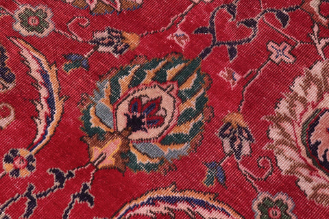 handmade Vintage Antique Red Beige Hand Knotted RECTANGLE 100% WOOL area rug 10' x 13'