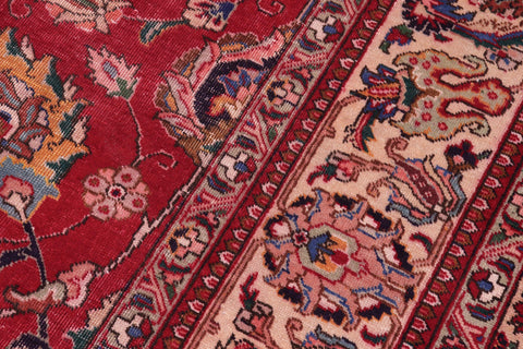 handmade Vintage Antique Red Beige Hand Knotted RECTANGLE 100% WOOL area rug 10' x 13'