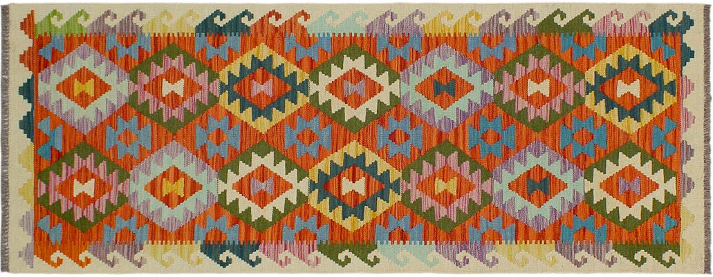 Flat Weave Kilim Antique Navaho Vintage handmade Geometric Kilim Rust Beige Hand-Woven Runner 100% Wool Area Rug 3x6 