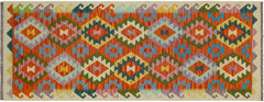 Flat Weave Kilim Antique Navaho Vintage handmade Geometric Kilim Rust Beige Hand-Woven Runner 100% Wool Area Rug 3x6 