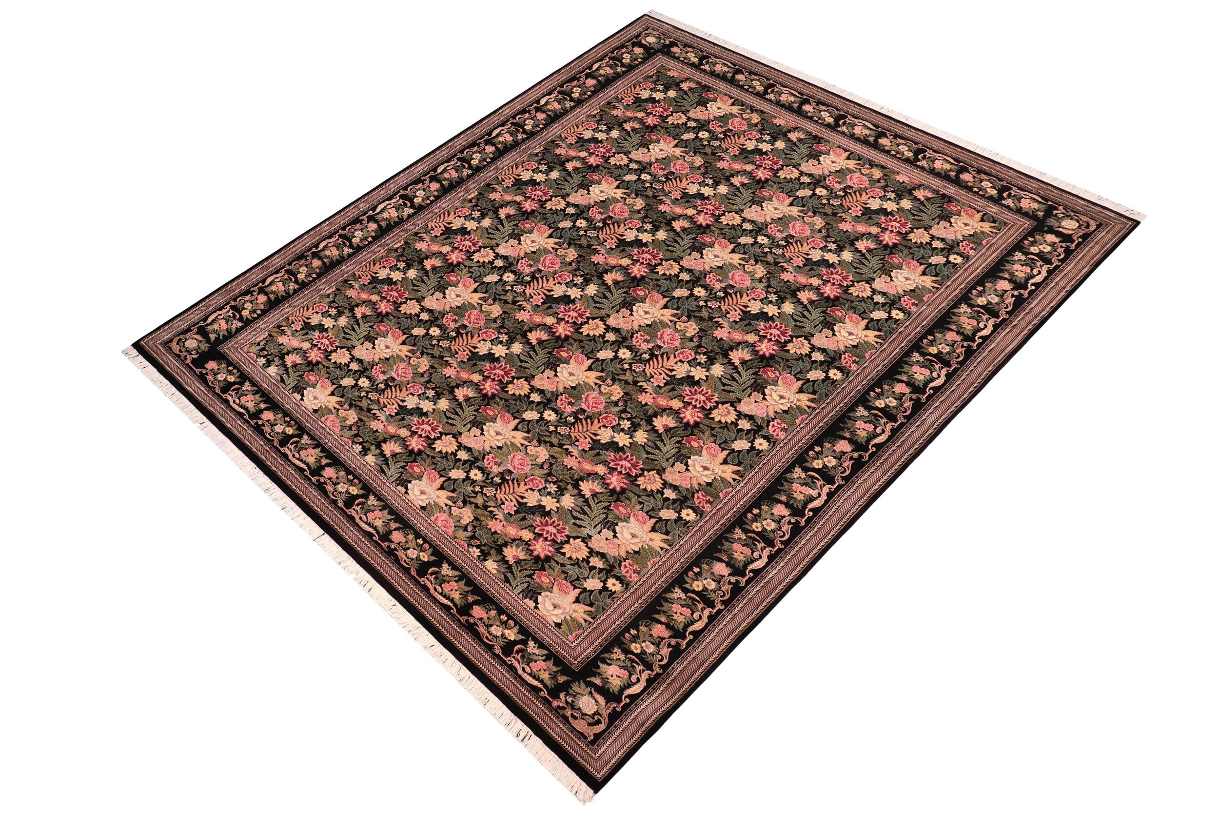 handmade Transitional David Black Red Hand Knotted RECTANGLE 100% WOOL area rug 10x14