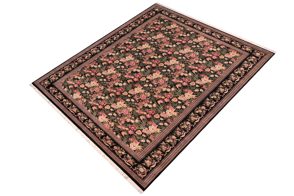 handmade Transitional David Black Red Hand Knotted RECTANGLE 100% WOOL area rug 10x14