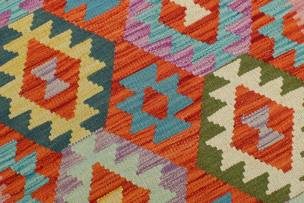 Flat Weave Kilim Antique Navaho Vintage handmade Geometric Kilim Rust Beige Hand-Woven Runner 100% Wool Area Rug 3x6 