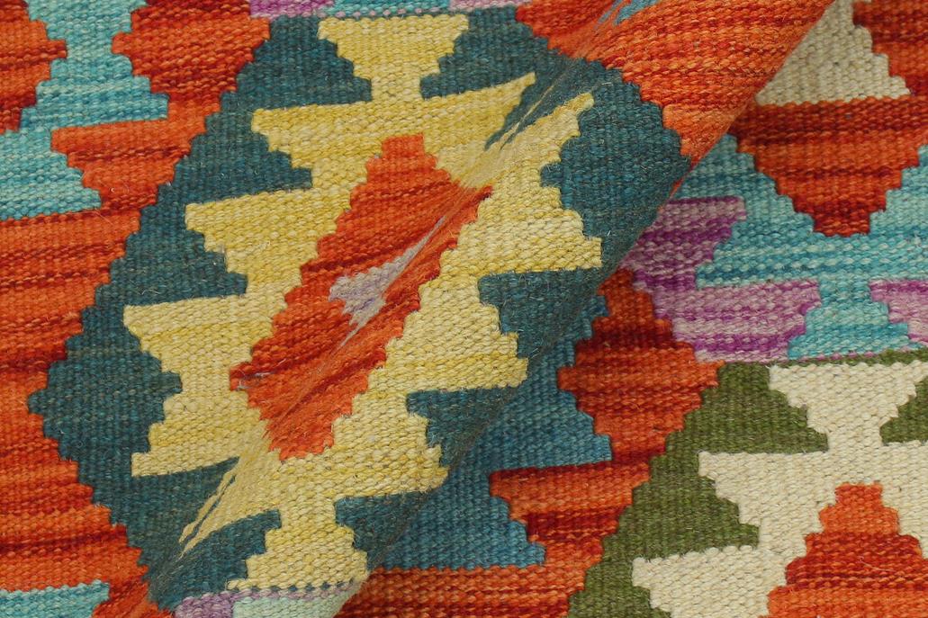 Flat Weave Kilim Antique Navaho Vintage handmade Geometric Kilim Rust Beige Hand-Woven Runner 100% Wool Area Rug 3x6 