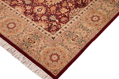 handmade Traditional Lahore Red Beige Hand Knotted RECTANGLE 100% WOOL area rug 10x15