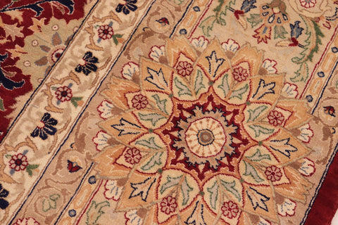 handmade Traditional Lahore Red Beige Hand Knotted RECTANGLE 100% WOOL area rug 10x15
