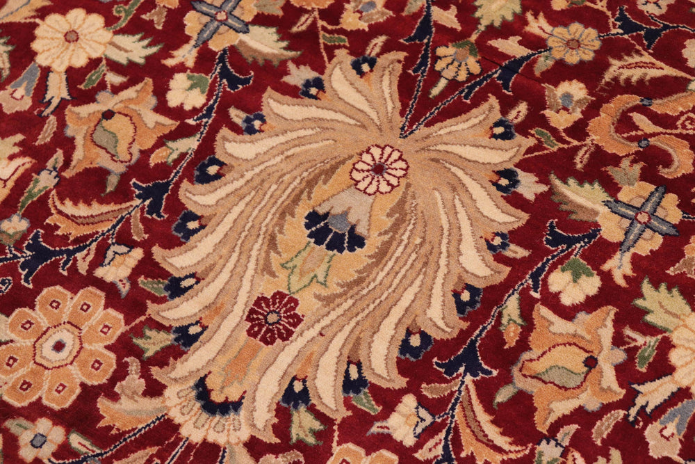 handmade Traditional Lahore Red Beige Hand Knotted RECTANGLE 100% WOOL area rug 10x15