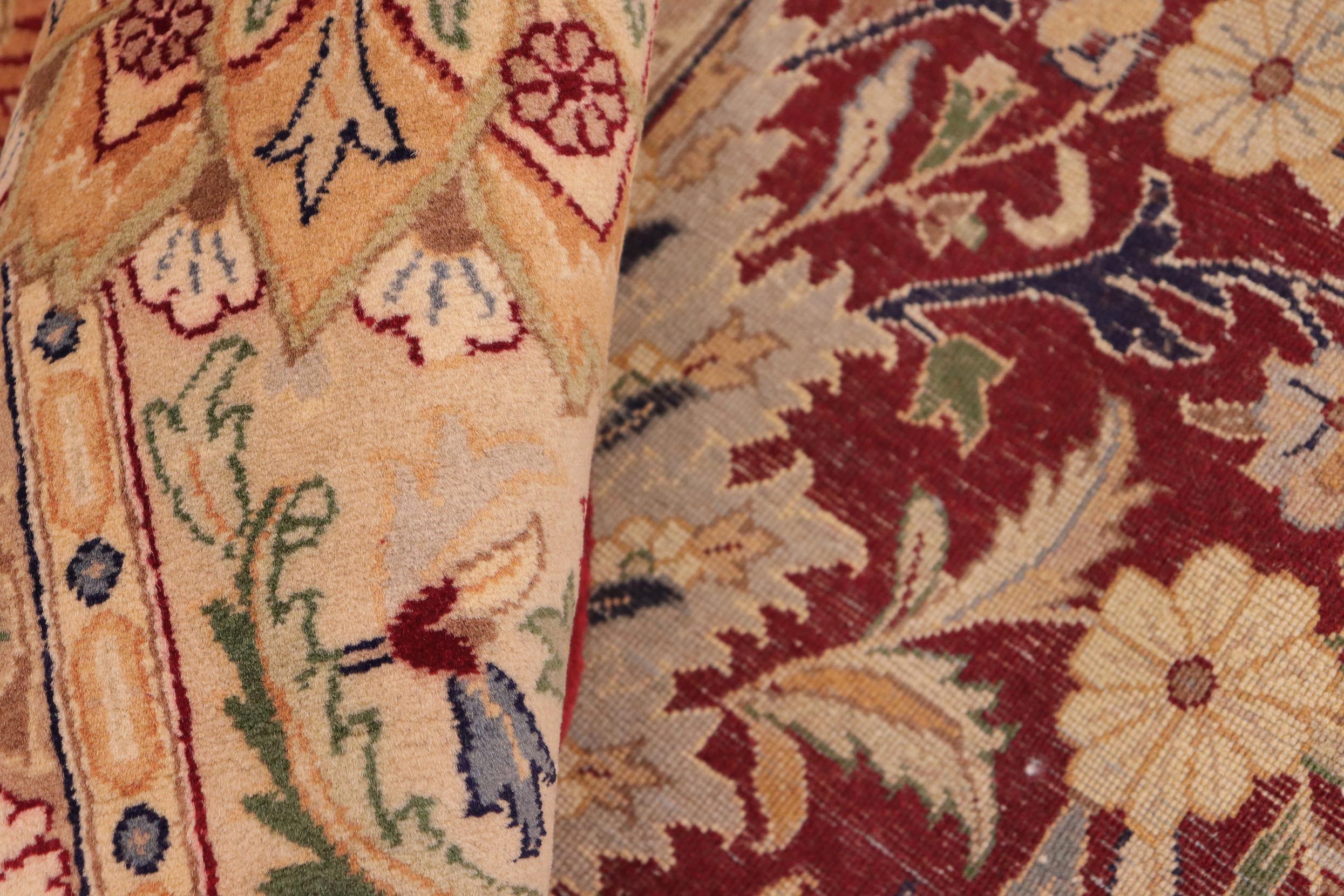 handmade Traditional Lahore Red Beige Hand Knotted RECTANGLE 100% WOOL area rug 10x15