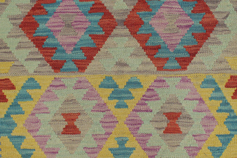 handmade Geometric Kilim Red Blue Hand-Woven RUNNER 100% WOOL area rug 3 x 6