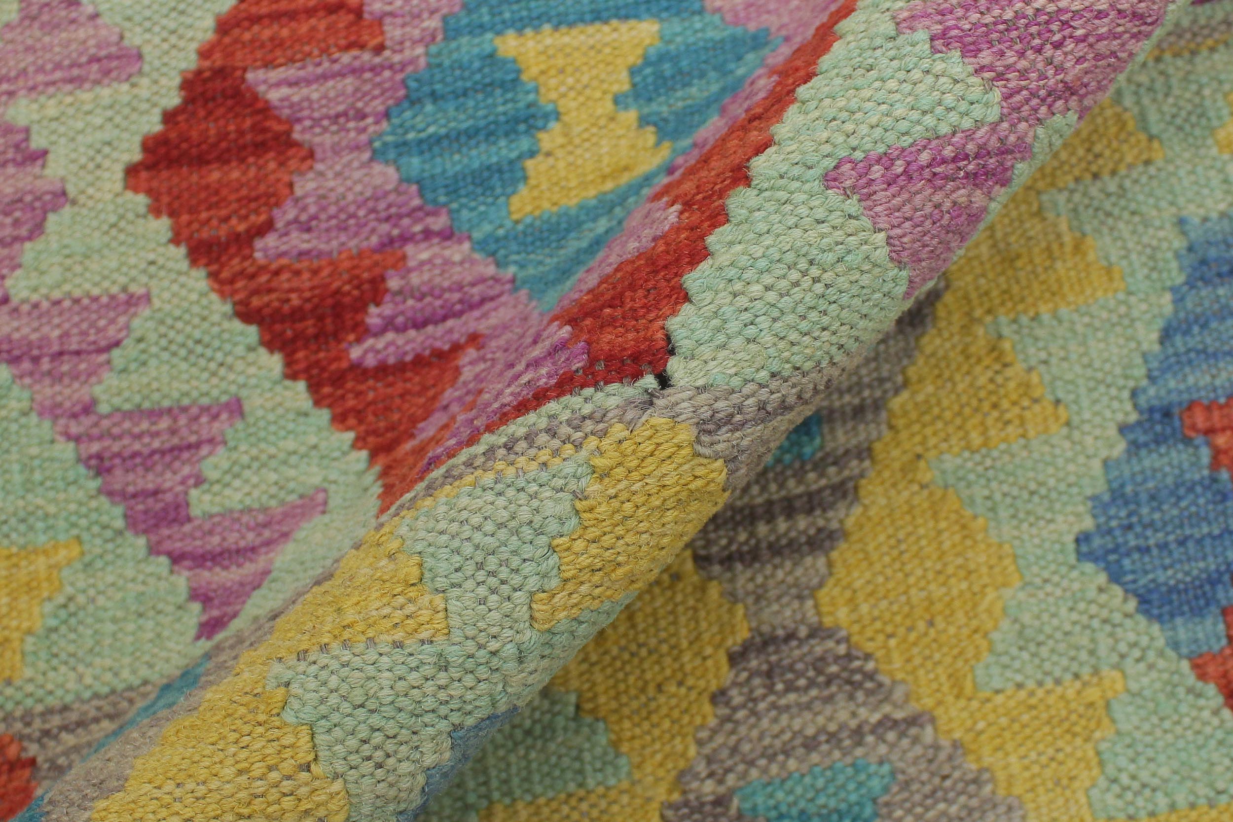 handmade Geometric Kilim Red Blue Hand-Woven RUNNER 100% WOOL area rug 3 x 6