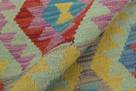 handmade Geometric Kilim Red Blue Hand-Woven RUNNER 100% WOOL area rug 3 x 6