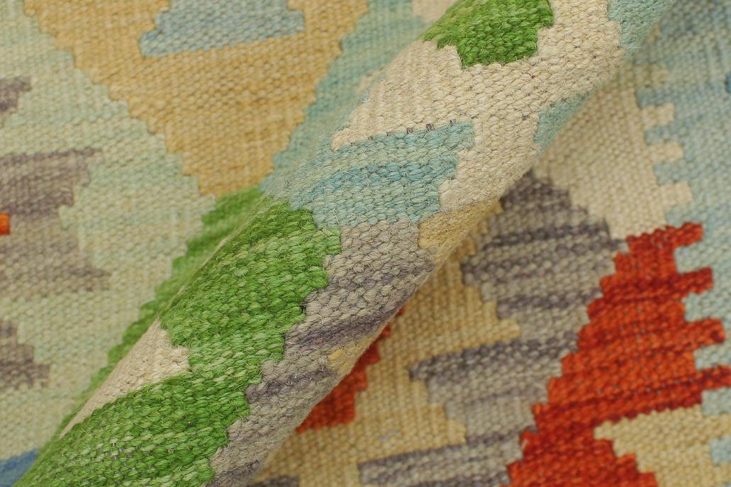 Flat Weave Kilim Antique Navaho Vintage handmade Geometric Kilim Rust Blue Hand-Woven Runner 100% Wool Area Rug 3x6 