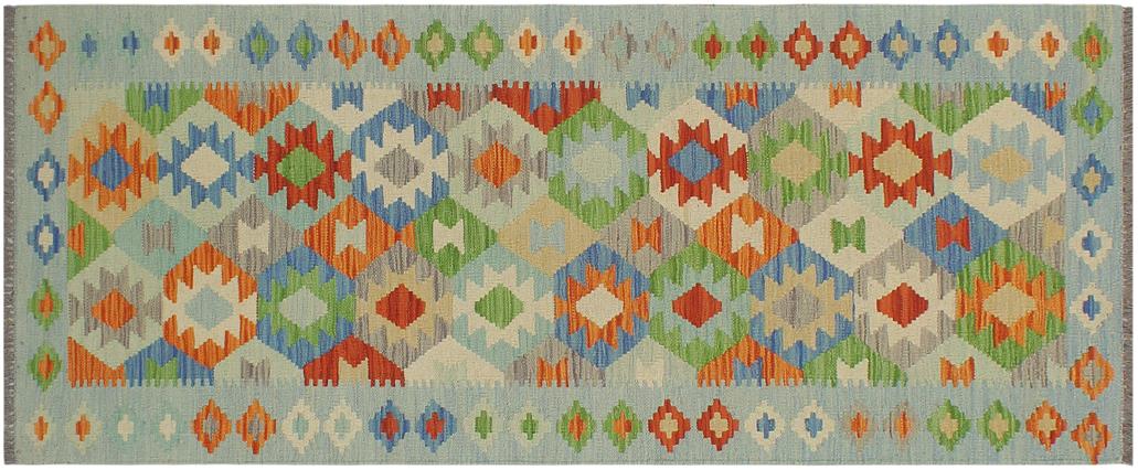Flat Weave Kilim Antique Navaho Vintage handmade Geometric Kilim Rust Blue Hand-Woven Runner 100% Wool Area Rug 3x6 