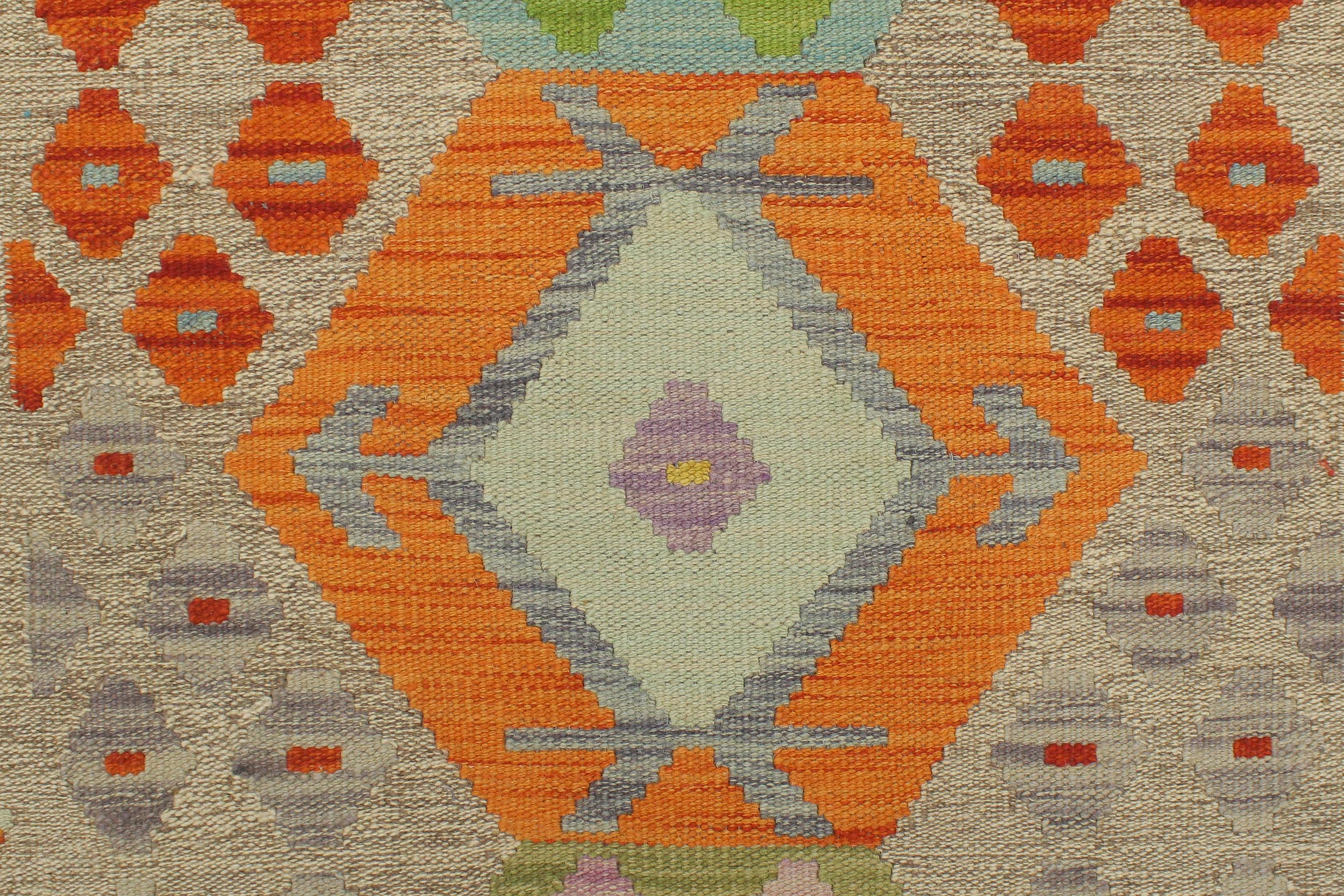 handmade Geometric Kilim Brown Red Hand-Woven RUNNER 100% WOOL area rug 3' x 6'
