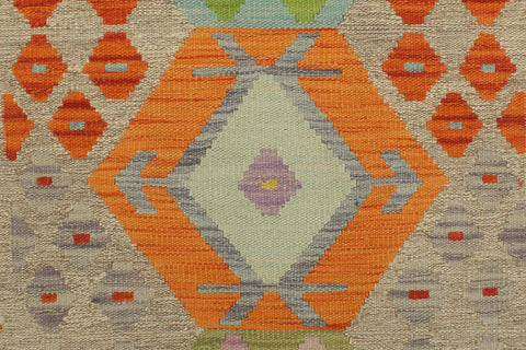 handmade Geometric Kilim Brown Red Hand-Woven RUNNER 100% WOOL area rug 3' x 6'