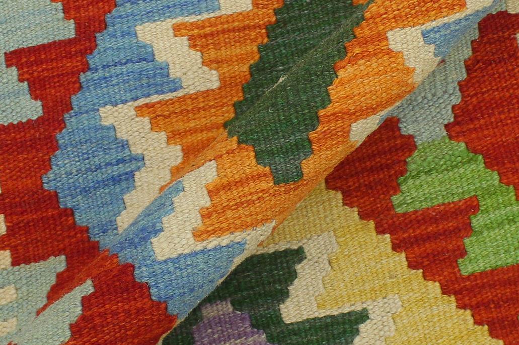 Flat Weave Kilim Antique Navaho Vintage handmade Geometric Kilim Rust Beige Hand-Woven Runner 100% Wool Area Rug 3x7 