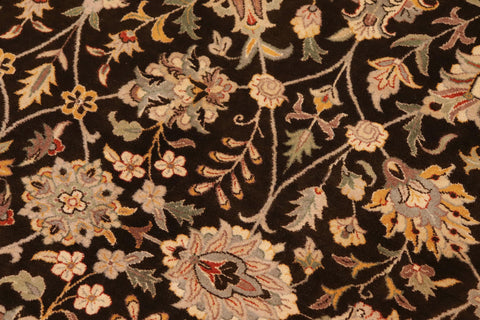 handmade Transitional Tabriz Charcoal Taupe Hand Knotted RECTANGLE 100% WOOL area rug 10x14