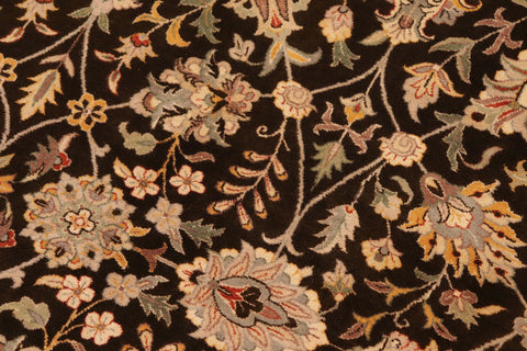 handmade Transitional Tabriz Charcoal Taupe Hand Knotted RECTANGLE 100% WOOL area rug 10x14