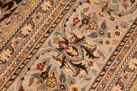 handmade Transitional Tabriz Charcoal Taupe Hand Knotted RECTANGLE 100% WOOL area rug 10x14