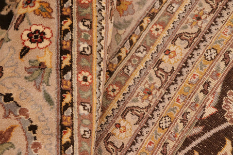 handmade Transitional Tabriz Charcoal Taupe Hand Knotted RECTANGLE 100% WOOL area rug 10x14