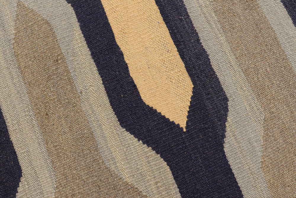 handmade Modern Kilim Blue Gray Hand-Woven RECTANGLE 100% WOOL area rug 5x7