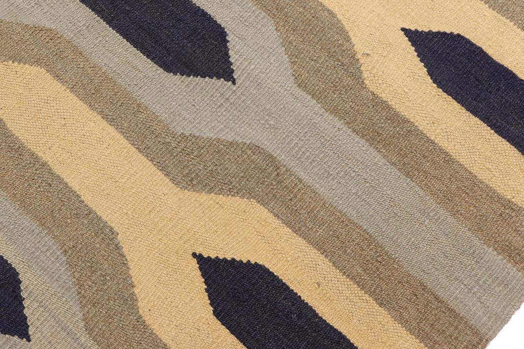 Flat Weave Kilim Antique Navaho Vintage handmade Modern Kilim Blue Gray Hand-Woven Rectangle 100% Wool Area Rug 5x7 