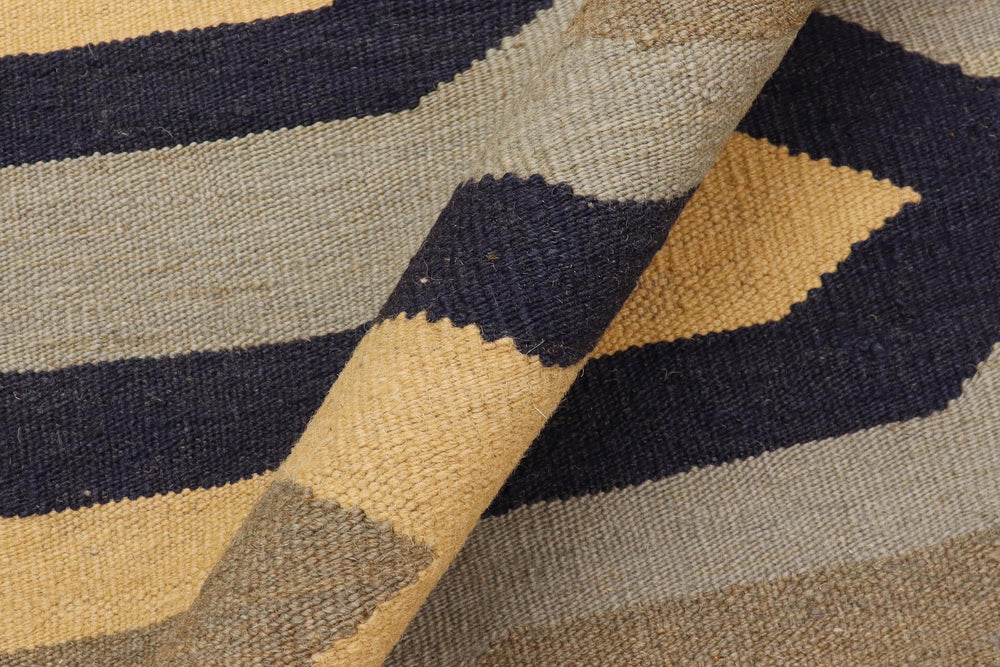 handmade Modern Kilim Blue Gray Hand-Woven RECTANGLE 100% WOOL area rug 5x7