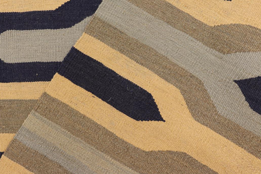 Flat Weave Kilim Antique Navaho Vintage handmade Modern Kilim Blue Gray Hand-Woven Rectangle 100% Wool Area Rug 5x7 