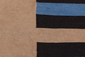 handmade Modern Kilim Blue Brown Hand-Woven RECTANGLE 100% WOOL area rug 6x8