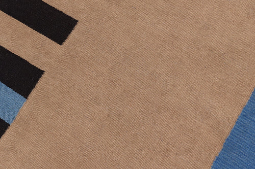 handmade Modern Kilim Blue Brown Hand-Woven RECTANGLE 100% WOOL area rug 6x8