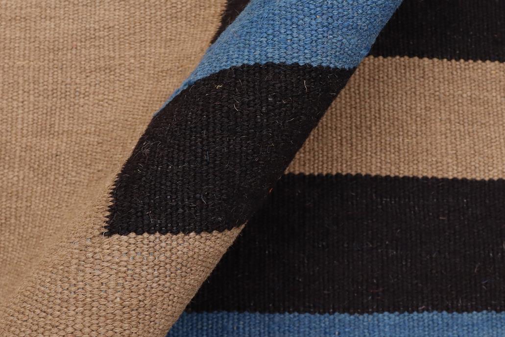 Flat Weave Kilim Antique Navaho Vintage handmade Modern Kilim Blue Brown Hand-Woven Rectangle 100% Wool Area Rug 6x8 