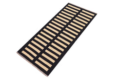 handmade Modern Kilim Black Beige Hand-Woven RUNNER 100% WOOL area rug 3' x 6'