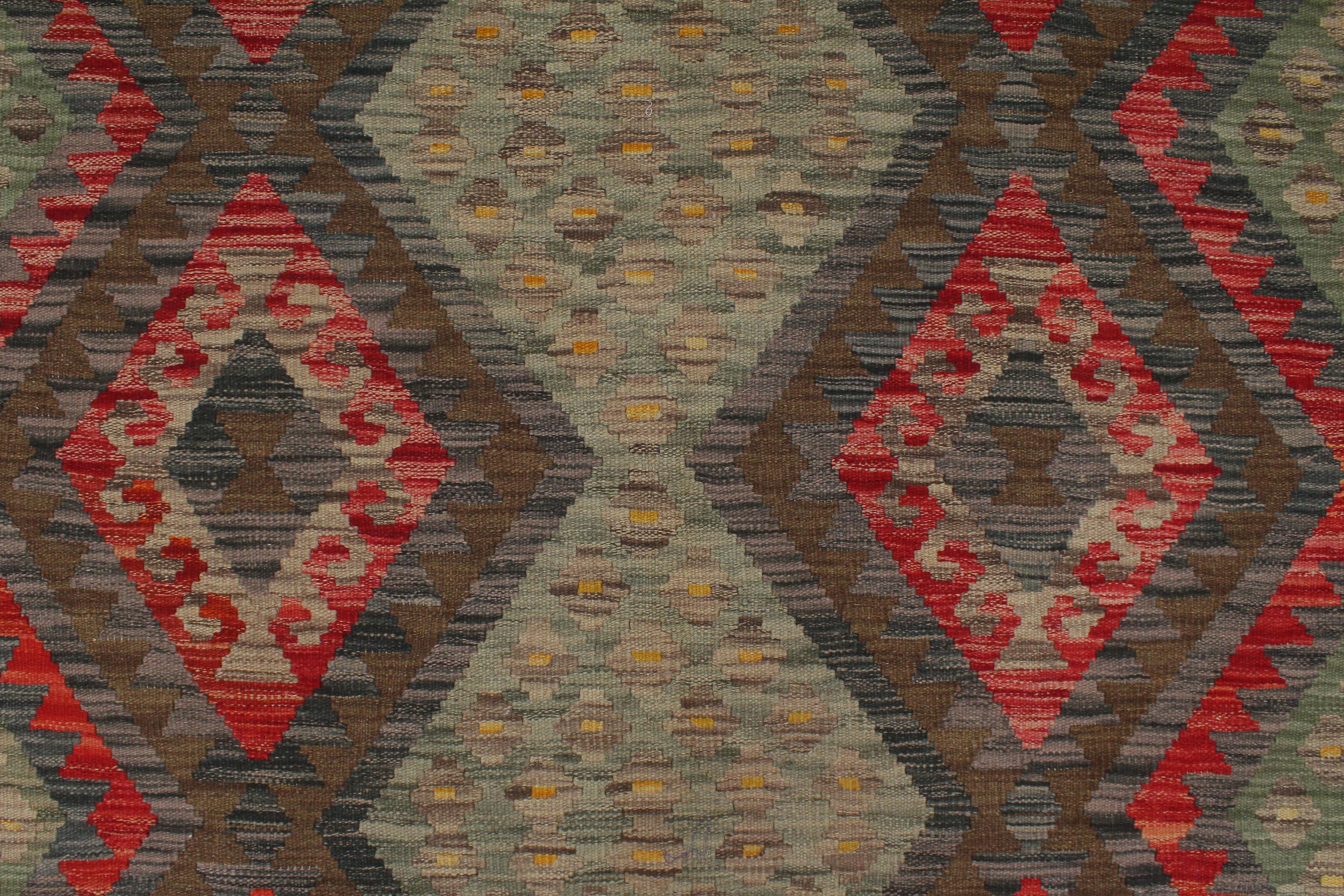 handmade Geometric Kilim Red Charcoal Hand-Woven RECTANGLE 100% WOOL area rug 6 x 8