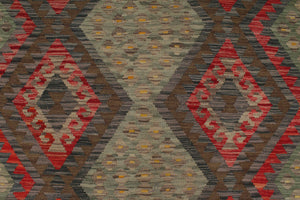 handmade Geometric Kilim Red Charcoal Hand-Woven RECTANGLE 100% WOOL area rug 6 x 8