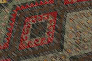 handmade Geometric Kilim Red Charcoal Hand-Woven RECTANGLE 100% WOOL area rug 6 x 8