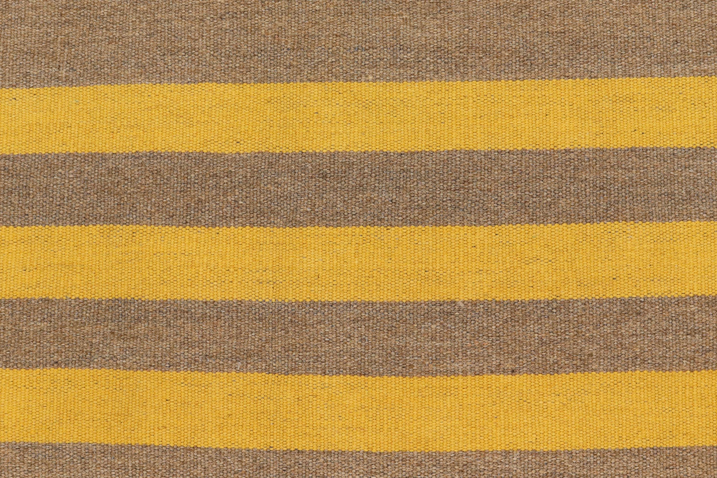 handmade Modern Kilim Yellow Gray Hand-Woven RECTANGLE 100% WOOL area rug 6' x 8'