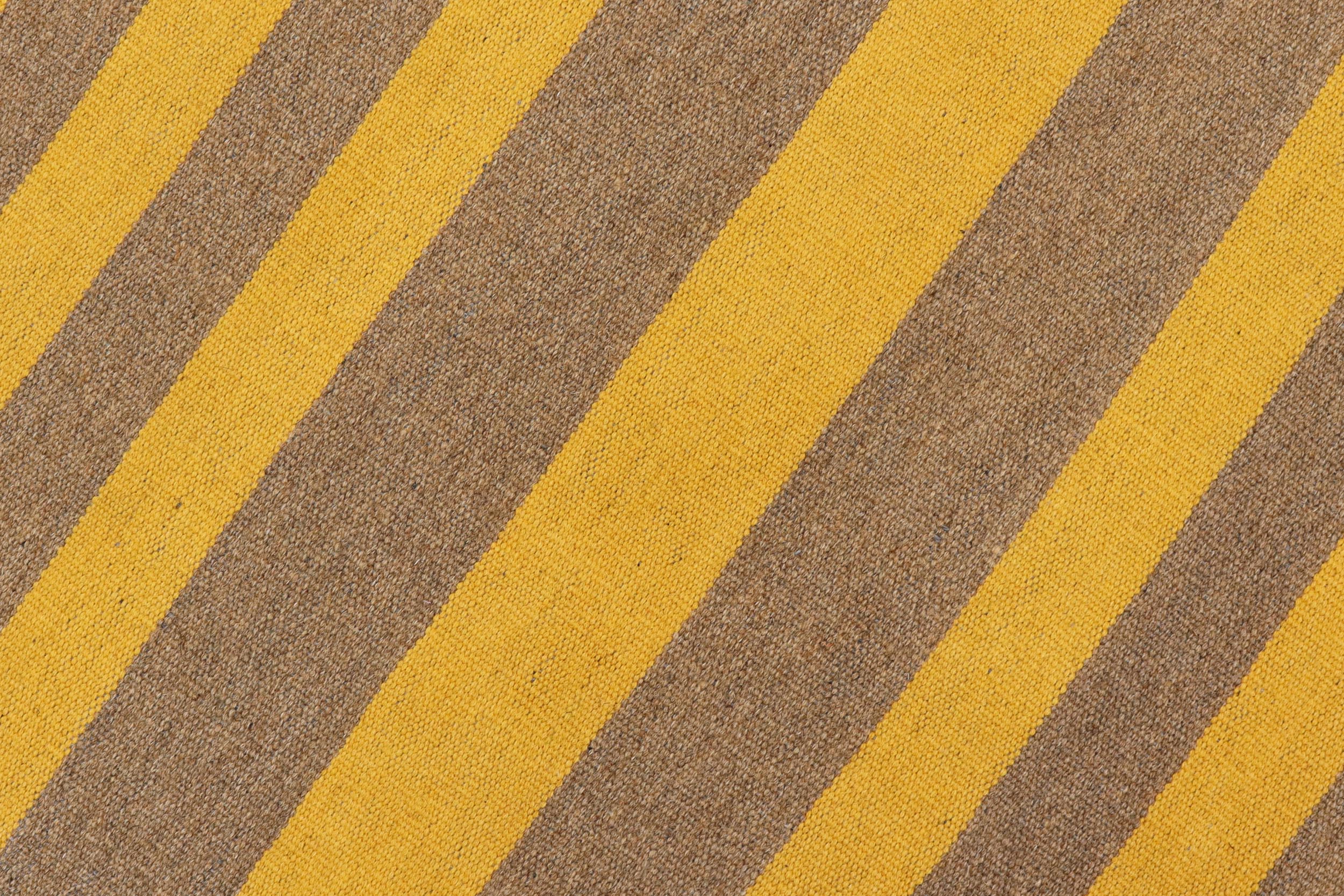 handmade Modern Kilim Yellow Gray Hand-Woven RECTANGLE 100% WOOL area rug 6' x 8'