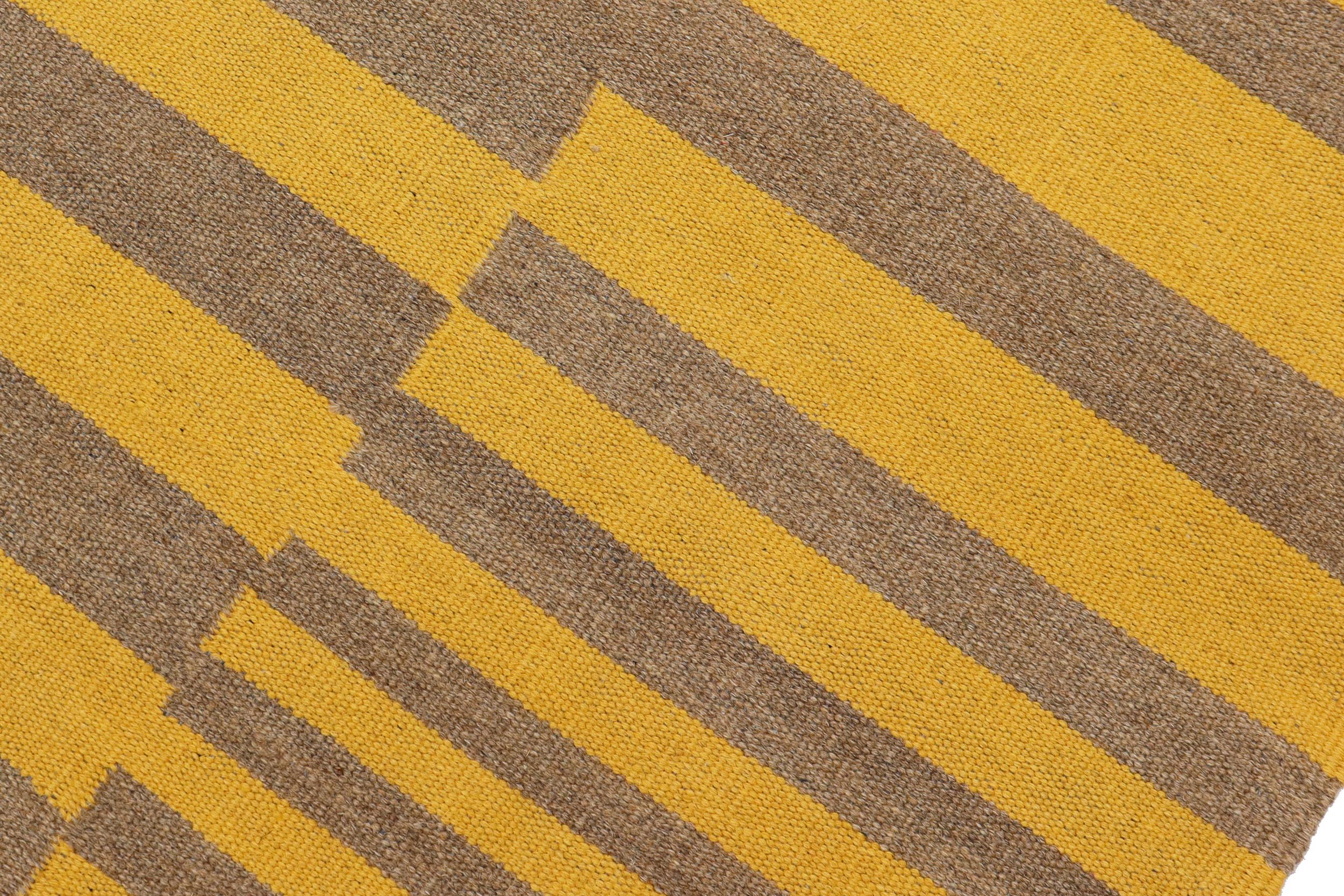 handmade Modern Kilim Yellow Gray Hand-Woven RECTANGLE 100% WOOL area rug 6' x 8'