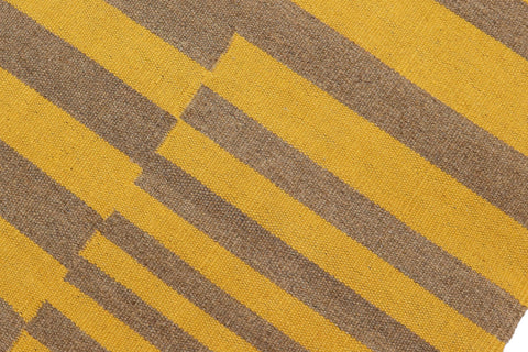 handmade Modern Kilim Yellow Gray Hand-Woven RECTANGLE 100% WOOL area rug 6' x 8'