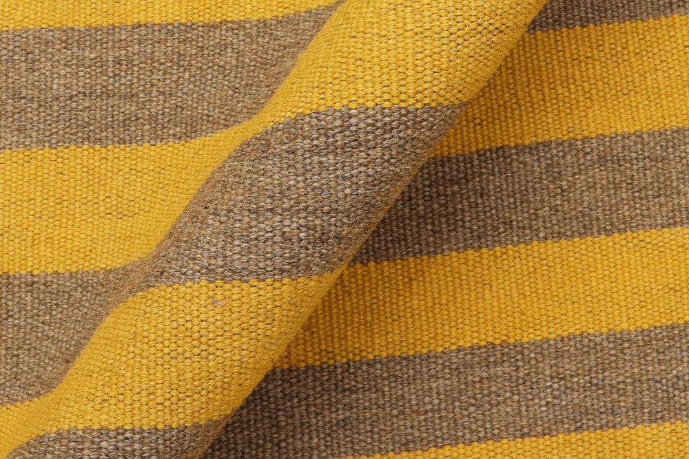 handmade Modern Kilim Yellow Gray Hand-Woven RECTANGLE 100% WOOL area rug 6' x 8'
