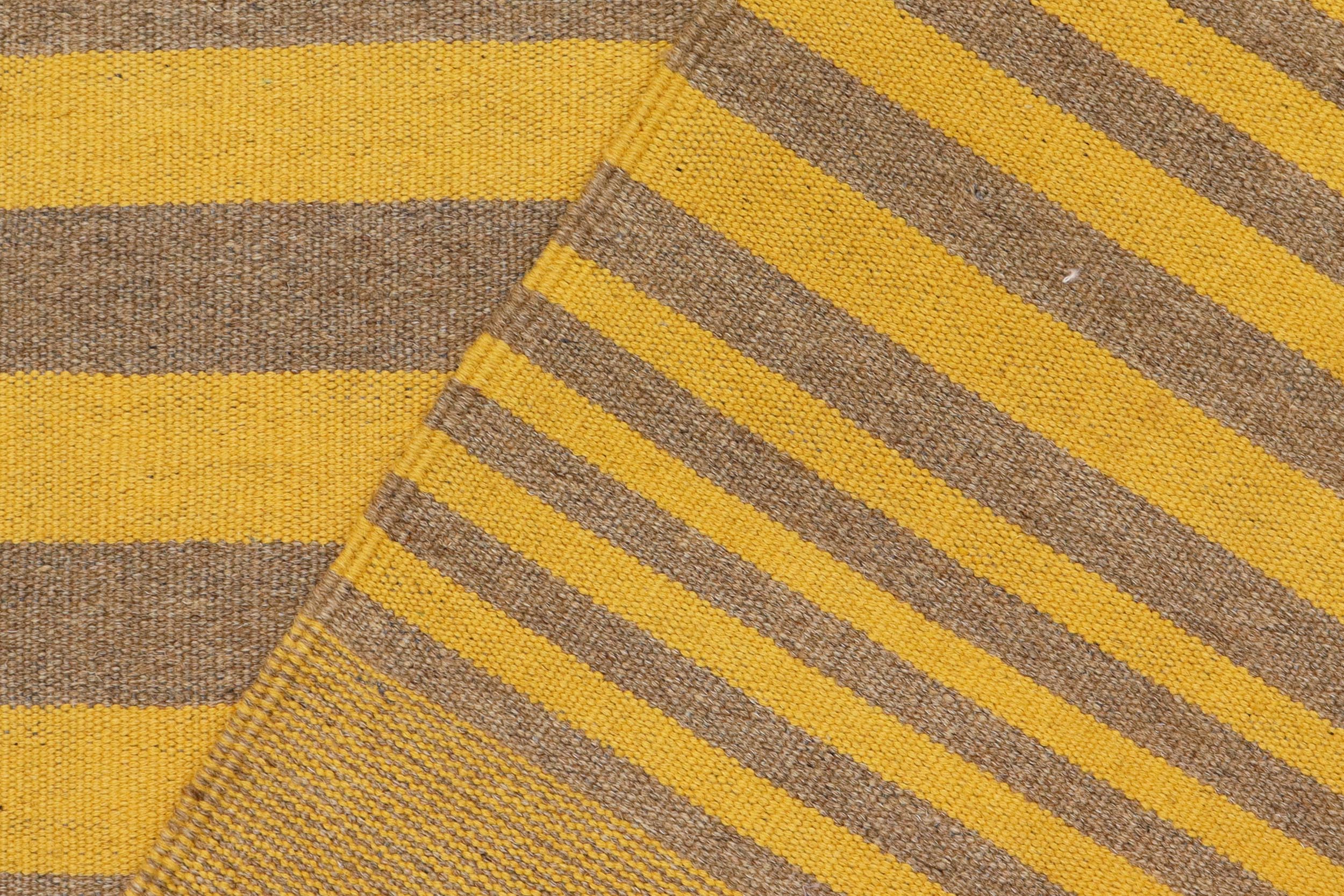 handmade Modern Kilim Yellow Gray Hand-Woven RECTANGLE 100% WOOL area rug 6' x 8'