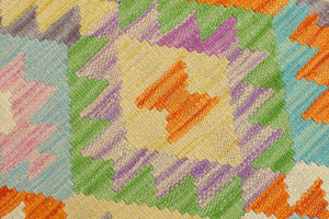 handmade Geometric Kilim Orange Blue Hand-Woven RECTANGLE 100% WOOL area rug 4 x 6