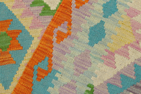handmade Geometric Kilim Beige Orange Hand-Woven RECTANGLE 100% WOOL area rug 4 x 6
