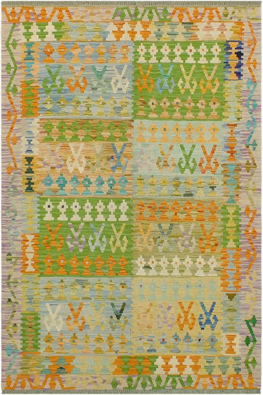 Flat Weave Kilim Antique Navaho Vintage handmade Geometric Kilim Blue Purple Hand-Woven Rectangle 100% Wool Area Rug 4x6 