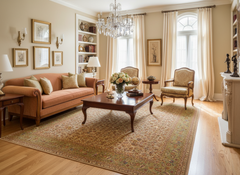 Turkish Knotted Istanbul Cara Gray/Green Wool Rug - 10'3'' x 14'5''