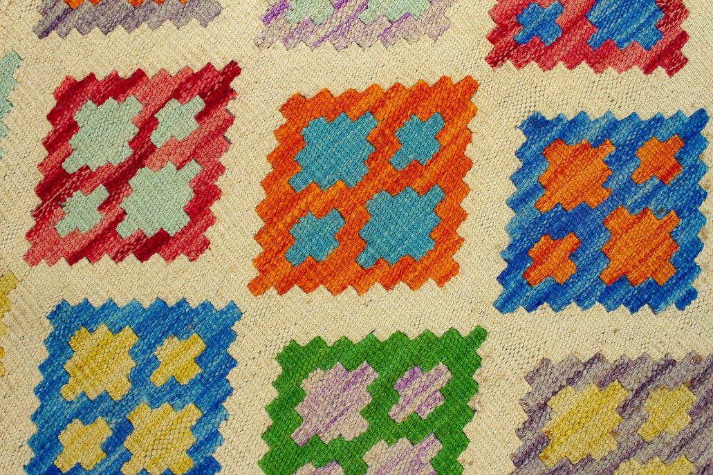 Flat Weave Kilim Antique Navaho Vintage handmade Geometric Kilim Beige Rust Hand-Woven Rectangle 100% Wool Area Rug 5x7 