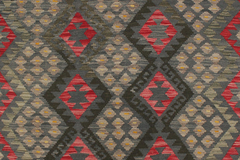 handmade Geometric Kilim Charcoal Red Hand-Woven RECTANGLE 100% WOOL area rug 6 x 8
