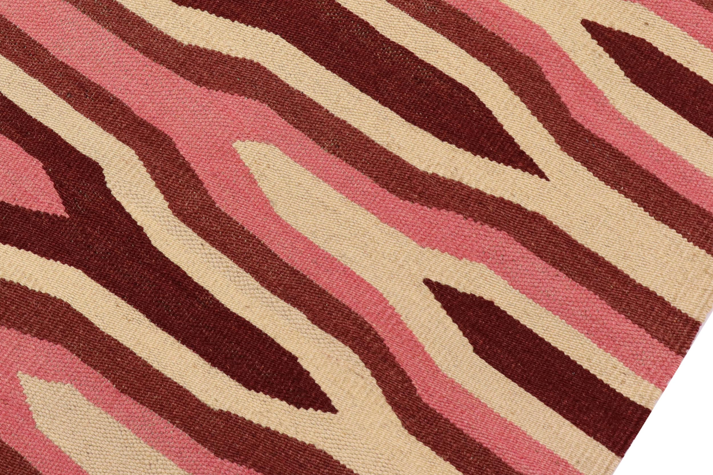 handmade Modern Kilim Beige Pink Hand-Woven RECTANGLE 100% WOOL area rug 6x9