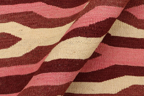 handmade Modern Kilim Beige Pink Hand-Woven RECTANGLE 100% WOOL area rug 6x9